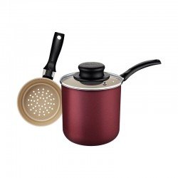 CUSCUZEIRA TRAMONTINA EM ALUMÍNIO COM REVESTIMENTO INTERNO E EXTERNO EM ANTIADERENTE STARFLON MAX VERMELHO 10 CM 0,8 L