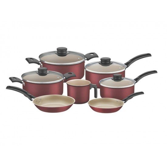 JOGO DE PANELAS 7 PEÇAS TURIM VERMELHO SORTIDOS DE ALUMINIO COM REVESTIMENTO ANTIADERENTE TRAMONTINA