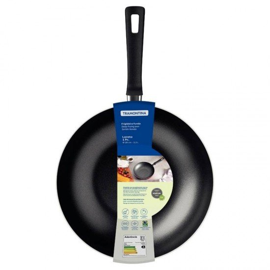 FRIGIDEIRA FUNDA TRAMONTINA LORETO EM ALUMÍNIO COM REVESTIMENTO INTERNO E EXTERNO EM ANTIADERENTE STARFLON MAX GRAFITE 28 CM 3,3 L