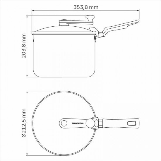 PIPOQUEIRA TRAMONTINA LORETO EM ALUMÍNIO COM REVESTIMENTO EM ANTIADERENTE STARFLON MAX GRAFITE 20 CM 3,5 L