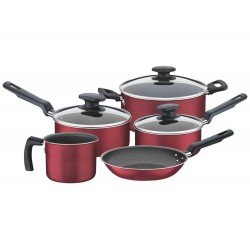 JOGO DE PANELAS 5 PEÇAS BERGAMO VERMELHO SORTIDOS DE ALUMINIO COM REV ANTIADERENTE TRAMONTINA