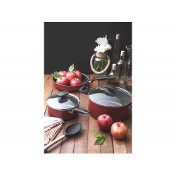 JOGO DE PANELAS 5 PEÇAS BERGAMO VERMELHO SORTIDOS DE ALUMINIO COM REV ANTIADERENTE TRAMONTINA