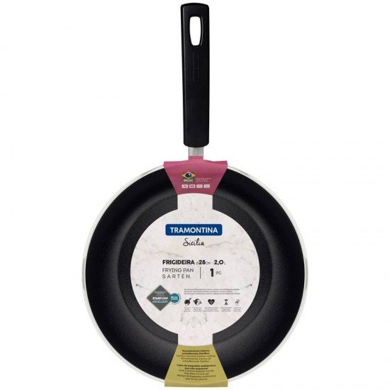 FRIGIDEIRA TRAMONTINA SICÍLIA EM ALUMÍNIO COM REVESTIMENTO INTERNO E EXTERNO EM ANTIADERENTE STARFLON EXCELLENT VERMELHO 28 CM 2 L