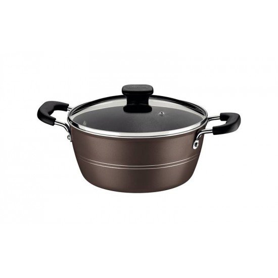 CAÇAROLA TRAMONTINA SICÍLIA EM ALUMÍNIO COM REVESTIMENTO INTERNO E EXTERNO EM ANTIADERENTE STARFLON EXCELLENT AVELÃ 20 CM 2,4 L