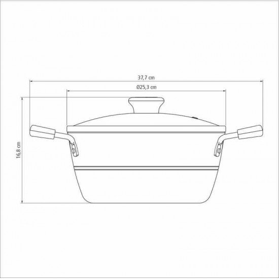 CAÇAROLA TRAMONTINA SICÍLIA EM ALUMÍNIO COM REVESTIMENTO INTERNO E EXTERNO EM ANTIADERENTE STARFLON EXCELLENT AVELÃ 24 CM 4,3 L