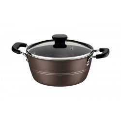 CAÇAROLA TRAMONTINA SICÍLIA EM ALUMÍNIO COM REVESTIMENTO INTERNO E EXTERNO EM ANTIADERENTE STARFLON EXCELLENT AVELÃ 24 CM 4,3 L