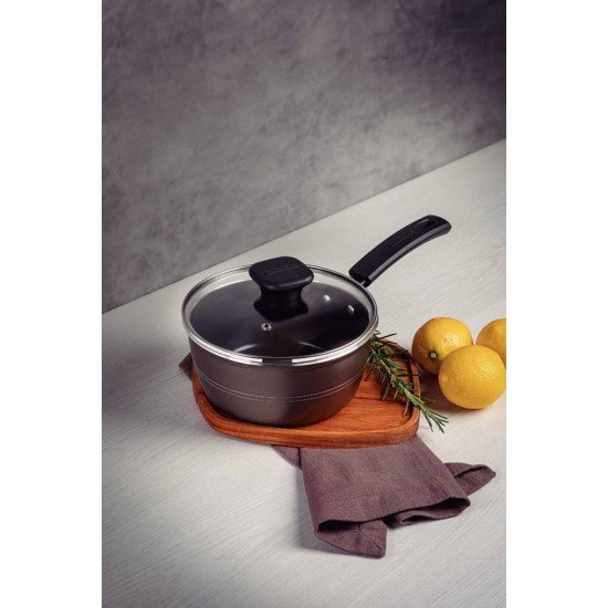 PANELA TRAMONTINA SICÍLIA EM ALUMÍNIO COM REVESTIMENTO INTERNO E EXTERNO EM ANTIADERENTE STARFLON EXCELLENT AVELÃ 16 CM 1,3 L