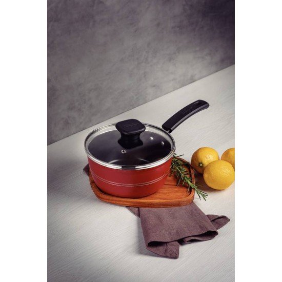 PANELA TRAMONTINA SICÍLIA EM ALUMÍNIO COM REVESTIMENTO INTERNO E EXTERNO EM ANTIADERENTE STARFLON EXCELLENT VERMELHO 20 CM 2,4 L