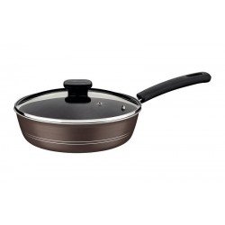 FRIGIDEIRA FUNDA TRAMONTINA COM TAMPA SICÍLIA EM ALUMÍNIO COM REVESTIMENTO INTERNO E EXTERNO EM ANTIADERENTE STARFLON EXCELLENT AVELÃ 24 CM 2,5 L