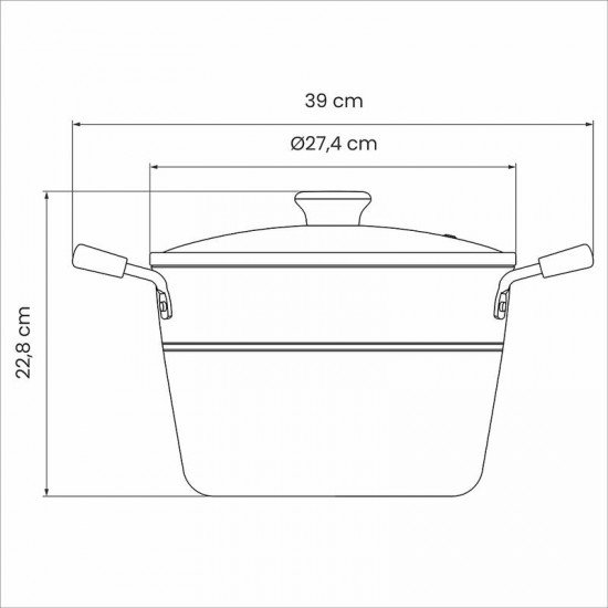 CALDEIRÃO TRAMONTINA SICÍLIA EM ALUMÍNIO COM REVESTIMENTO INTERNO E EXTERNO EM ANTIADERENTE STARFLON EXCELLENT VERMELHO COM TAMPA DE VIDRO 26 CM 7,6 L