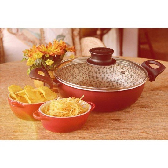 FRITADEIRA MULTIUSO 24CM PARIS VERMELHO ALUMINIO COM REVESTIMENTO ANTIADERENTE TRAMONTINA