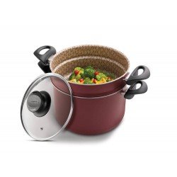 COZI-VAPORE 22CM 6 0L PARIS VERMELHO ALUMINIO COM REVESTIMENTO ANTIADERENTE TRAMONTINA