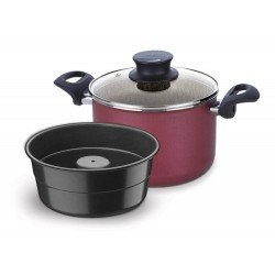 JOGO BANHO MARIA PUDIM 20CM 4 5L PARIS VERMELHO ALUMINIO COM REVESTIMENTO ANTIADERENTE TRAMONTINA