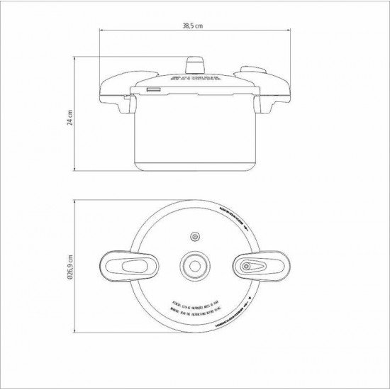 PANELA DE PRESSÃO TRAMONTINA VALÊNCIA BLACK EM ALUMÍNIO COM REVESTIMENTO CERÂMICO PRETO 24 CM 7 L