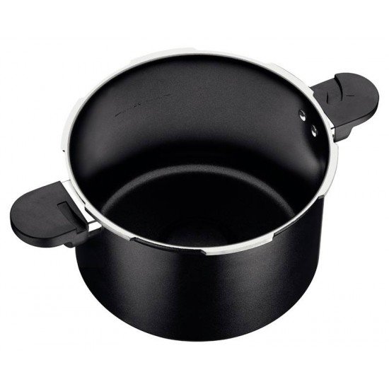 PANELA DE PRESSÃO TRAMONTINA VALÊNCIA BLACK EM ALUMÍNIO COM REVESTIMENTO CERÂMICO PRETO 24 CM 7 L