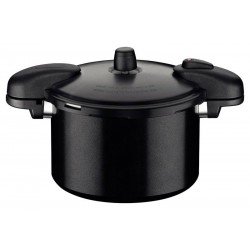 PANELA DE PRESSÃO TRAMONTINA VALÊNCIA BLACK EM ALUMÍNIO COM REVESTIMENTO CERÂMICO PRETO 24 CM 7 L