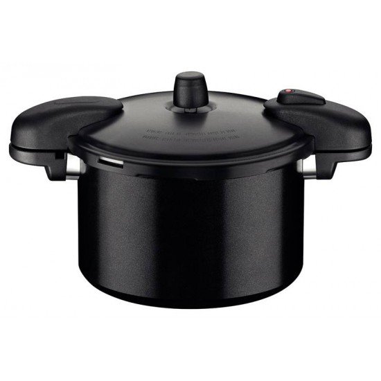 PANELA DE PRESSÃO TRAMONTINA VALÊNCIA BLACK EM ALUMÍNIO COM REVESTIMENTO CERÂMICO PRETO 24 CM 7 L