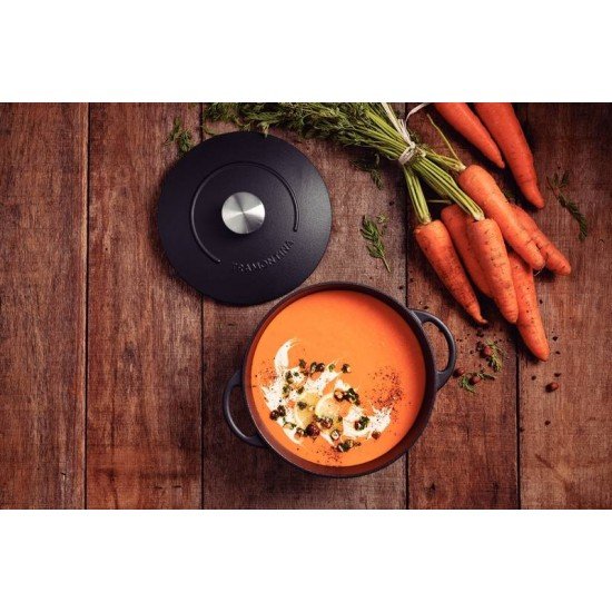 CAÇAROLA TRAMONTINA TRENTO EM FERRO ESMALTADO COM REVESTIMENTO INTERNO EM ANTIADERENTE STARFLON EXCELLENT 24 CM 4 L