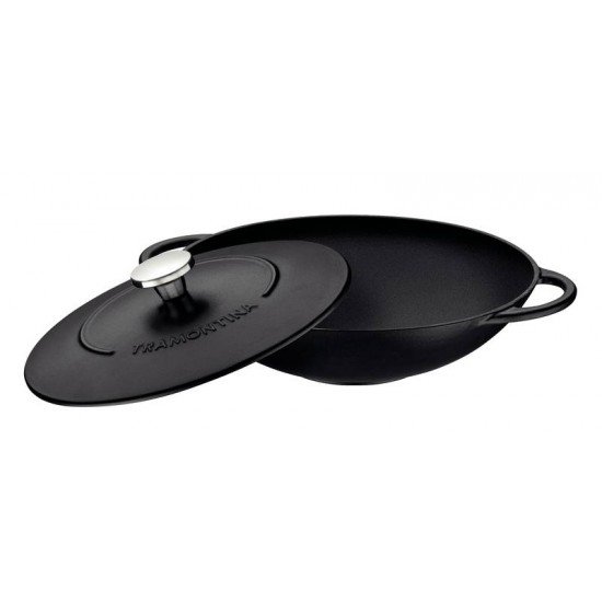 WOK TRAMONTINA TRENTO EM FERRO ESMALTADO COM REVESTIMENTO INTERNO EM ANTIADERENTE STARFLON EXCELLENT 32 CM 5 L