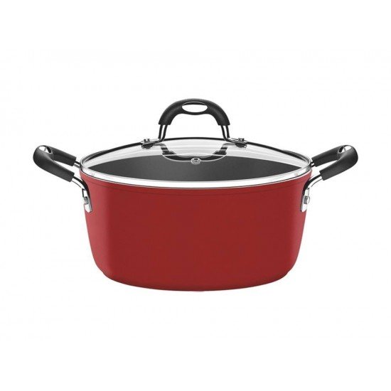 CACAROLA 24CM 4 7L MONACO VERMELHO ALUMINIO COM REVESTIMENTO ANTIADERENTE E SILICONE TRAMONTINA