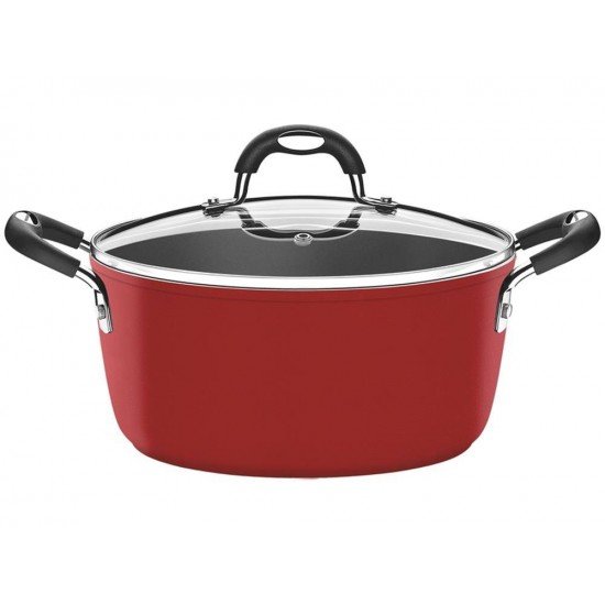 CACAROLA 28CM 6 5L MONACO VERMELHO ALUMINIO COM REVESTIMENTO ANTIADERENTE E SILICONE TRAMONTINA