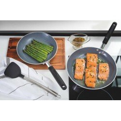 FRIGIDEIRA PROFISS ALUMÍNIO ACAB LIXADO REVEST INTERNO CERAMICO CABO BAQUELITE 24CM 1,3L TRAMONTINA