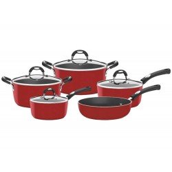 JOGO DE PANELAS 5 PEÇAS MONACO VERMELHO SORTIDOS ALUMINIO COM REV ANTIADERENTE E SILICONE TRAMONTINA