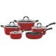JOGO DE PANELAS 5 PEÇAS MONACO VERMELHO SORTIDOS ALUMINIO COM REV ANTIADERENTE E SILICONE TRAMONTINA