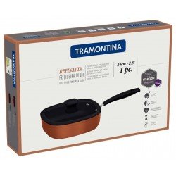 FRIGIDEIRA FUNDA TRAMONTINA REFINATTA EM ALUMÍNIO COM REVESTIMENTO EM INTERNO E EXTERNO EM ANTIADERENTE STARFLON PREMIUM DOURADO COM TAMPA 24 CM 2,8 L