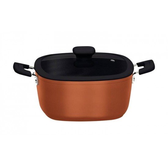 CAÇAROLA TRAMONTINA REFINATTA EM ALUMÍNIO COM REVESTIMENTO INTERNO E EXTERNO EM ANTIADERENTE STARFLON PREMIUM DOURADO COM TAMPA 24 CM 4,8 L