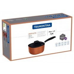 PANELA TRAMONTINA REFINATTA EM ALUMÍNIO COM REVESTIMENTO INTERNO E EXTERNO EM ANTIADERENTE STARFLON PREMIUM DOURADO COM TAMPA 18 CM 2,2 L