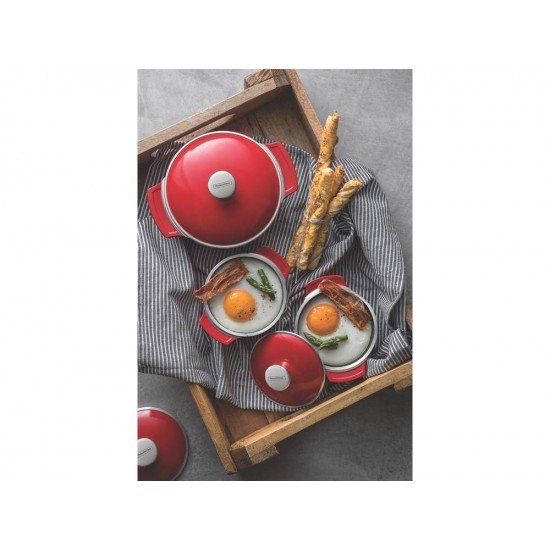 CACAROLA COCOTTE 10CM 0 29L LYON VERMELHO ALUMINIO COM REV ANTIADERENTE E SILICONE TRAMONTINA