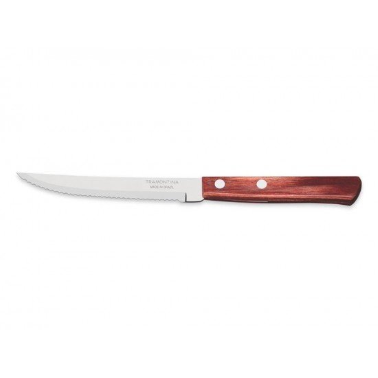 FACA PARA CHURRASCO 5 POLYWOOD VERMELHO LAMINA DE ACO INOX E CABO DE MADEIRA TRAMONTINA