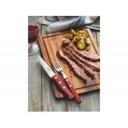 CONJUNTO GARFOS DE MESA POLYWOOD 6 PEÇAS VERMELHO LAMINAS DE ACO INOX E CABOS DE MADEIRA TRAMONTINA