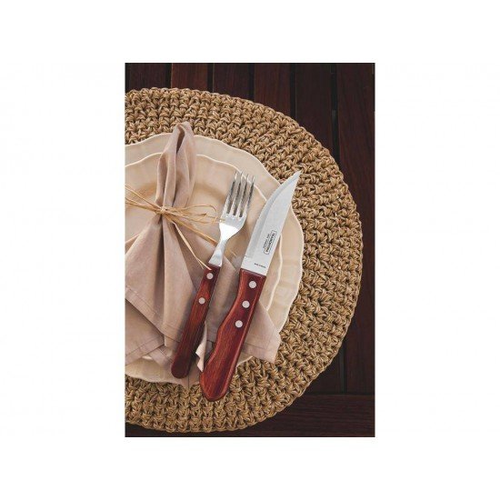 GARFO JUMBO POLYWOOD VERMELHO LAMINA DE ACO INOX E CABO DE MADEIRA TRAMONTINA