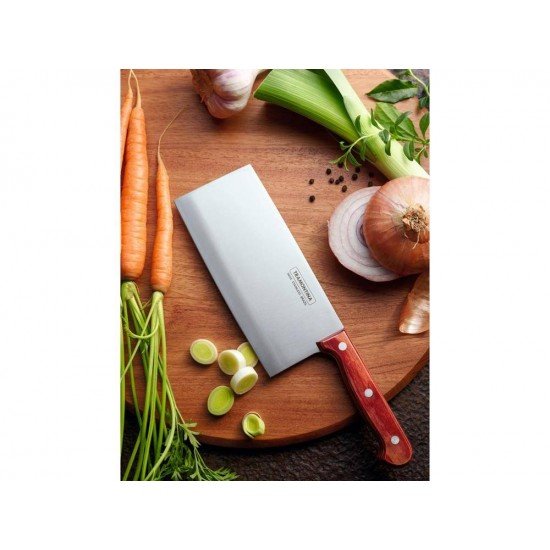 CUTELO ORIENTAL 7 POLYWOOD VERMELHO LAMINA DE ACO INOX E CABO DE MADEIRA TRAMONTINA