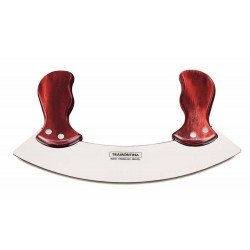 CORTADOR EM ARCO MEZZALUNA POLYWOOD VERMELHO LAMINA DE ACO INOX E CABO DE MADEIRA TRAMONTINA