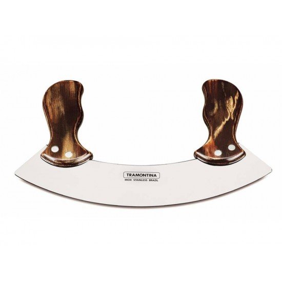 CORTADOR EM ARCO MEZZALUNA POLYWOOD CASTANHO LAMINA DE ACO INOX E CABO DE MADEIRA TRAMONTINA