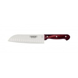 FACA SANTOKU TRAMONTINA COM LÂMINA EM AÇO INOX E CABO EM MADEIRA TRATADA POLYWOOD VERMELHO 7