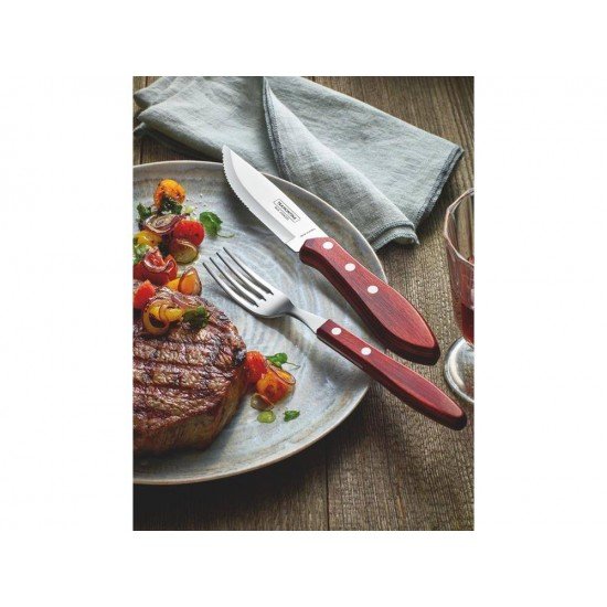 FACA PARA CHURRASCO JUMBO 5 POLYWOOD VERMELHO LAMINA DE ACO INOX E CABO DE MADEIRA TRAMONTINA
