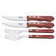 JOGO CHUR 4 PCS POLYWOOD VERMELHO SORTIDOS COM LAMINAS DE ACO INOX E CABOS DE MADEIRA TRAMONTINA