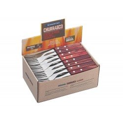 DISPLAY 60 PEÇAS GARFO DE MESA POLYWOOD VERMELHO LAMINA DE ACO INOX E CABO DE MADEIRA TRAMONTINA