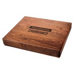 KIT CHURRASCO 15 PEÇAS POLYWOOD LAMINAS EM AÇO INOX CABO DE MANDEIRA VERMELHA TRAMONTINA