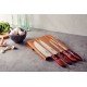 JOGO PARA CHURRASCO COM LAMINAS EM AÇO INOX E CABOS EM MADEIRA POLYWOOD VERMELHO 5 PEÇAS TRAMONTINA