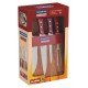 JOGO PARA CHURRASCO COM LAMINAS EM AÇO INOX E CABOS EM MADEIRA POLYWOOD VERMELHO 5 PEÇAS TRAMONTINA
