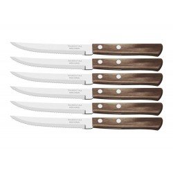 CONJUNTO FACAS P CHURRASCO 6 PCS POLYWOOD CASTANHO LAMINAS DE ACO INOX E CABOS DE MADEIRA TRAMONTINA