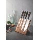 JOGO PARA CHURRASCO COM LAMINAS EM AÇO INOX E CABOS EM MADEIRA POLYWOOD CASTANHO 5 PEÇAS TRAMONTINA