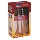 JOGO PARA CHURRASCO COM LAMINAS EM AÇO INOX E CABOS EM MADEIRA POLYWOOD CASTANHO 5 PEÇAS TRAMONTINA