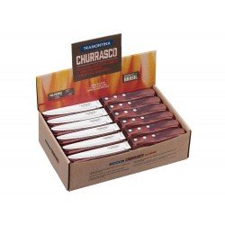 DISPLAY 48 PEÇAS FACA CHURRASCO JUMBO 5 POLYWOOD VERMELHO LAMINA ACO INOX CABO DE MADEIRA TRAMONTINA