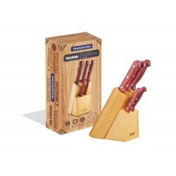 JOGO DE FACAS 6 PCS POLYWOOD VERMELHO SORTIDOS COM LAMINAS DE ACO INOX E CABOS DE MADEIRA TRAMONTINA